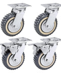 4 Pack 6 Inch Heavy Duty All 360 Degree Swivel Caster Wheels With 2 Brakes And 2 Non Brake Polyurethane Wheels 551 Lbs Per Wheel 1653 Lbs Total Load Capacity Plate Casters For Workbenches Carts And Furniture, metal frame, rubberized surface.