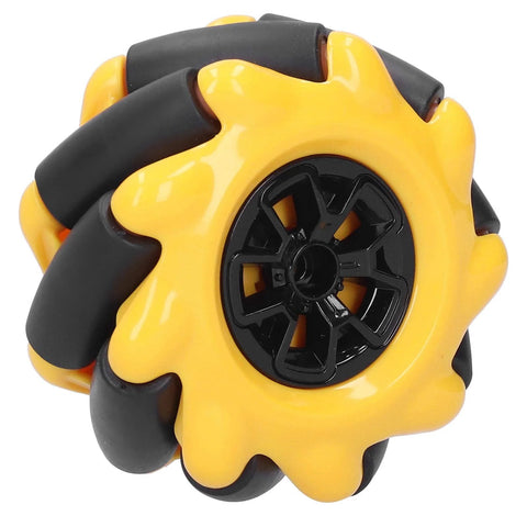 60mm mecanum wheel with yellow outer shell and black segmented rollers for omni-directional robot cars