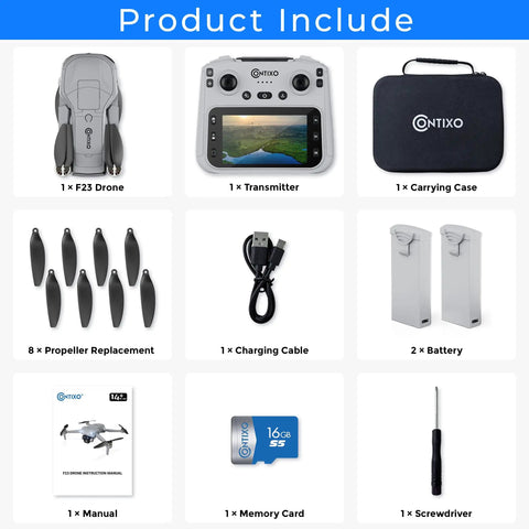 F23 GPS Drone With Camera for Teens and Adults Dope Flight Time 46 Minutes accessories including 4.5 inch screen remote and batteries