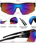 8 Pack Men Safety Glasses With ANSI Z87.1 UV Protection, Impact Resistant Wraparound Lenses featuring flexible temple arms.