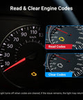 Speedometer and digital display showing Bluetooth OBD2 Scanner with Full System Diagnostics for all OBDII cars since 1996.