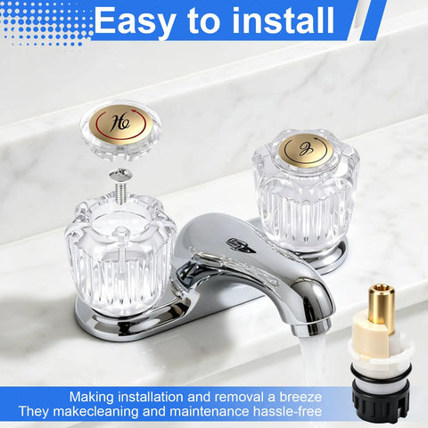 Upgrade Your Sink Game With This Killer Two Pack Clear Acrylic Faucet Handles And Rp25513 Cartridge Stem Repair Kit Featuring Sturdy Brass Valve Stems Built To Last, clear faucet handles and cartridge parts