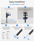 Easy installation steps for Black Reverse Osmosis Kitchen Sink Faucet For Under Counter Water Filtration Systems Nsf Certified Lead Free.