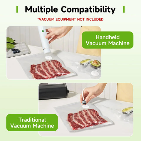 Vixino vacuum sealer bags, 40-pack BPA-free clear bags for food; compatible with handheld and traditional machines.