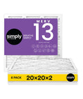 20x20x2 Air Filter MERV 13 Pack Of 6 For Most Brands HVAC Furnace Systems Actual Size 19.5x19.5x1.75 product package