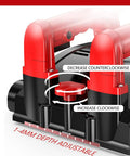 Close-up of the adjustable depth dial on the Badass 1680 Watt Electric Wall Planer for precise cutting settings.