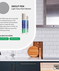 Light Grey Grout Pen For Tile Touch Up Waterproof Marker Narrow 5mm 2 Pack next to kitchen tiles and cutting boards