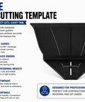 Premium Six In K Style Gutter Cutting Template With Dead On Forty Five Twenty Two Point Five And Ninety Degree Miter Layout Guides For Zero Sweat Aluminum Roof Drainage Installations, showing angle guides.