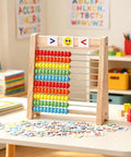 The Real Deal Wooden Abacus For Kids Featuring 100 Brightly Colored Beads Perfect For Kickstarting Math Foundations And Montessori Counting Drills Preschool Classrooms, with colorful beads on stainless wires.
