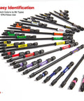 Color coded Torx Screwdriver Bits Set 52 Pcs Magnetic Pro Grade includes T7 through T40 for easy identification and use.