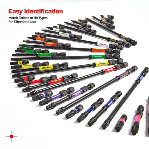 Color coded Torx Screwdriver Bits Set 52 Pcs Magnetic Pro Grade includes T7 through T40 for easy identification and use.