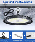Led High Bay Light 150W Premium 4 Pack UFO Beast Bright Lighting installation steps and features in warehouse setting