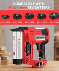 Cordless Brad Nailer And 2 In 1 Electric Staple Gun For Quick Trim Work And Finish Carpentry Battery Powered 18 Gauge Combo Tool on a wood background.