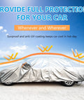 Heavy Duty All Weather 2 Layer Car Cover With Driver Door Zipper Universal Sedan Fit Up To 200 Inches Waterproof shown outdoors