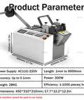 High Precision Automatic Heat Shrink Tube Cutter with digital controls, 310mm x 450mm dimensions, durable for PVC and PE tubing.