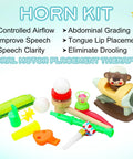 9-Piece Oral Motor Therapy Kit For Kids And Grown-Ups With Myofunctional Tools Like Tongue Trainer And Whistle, Controlled Airflow, Speech Clarity, Oral Placement Practice, And Feeding Support on white background