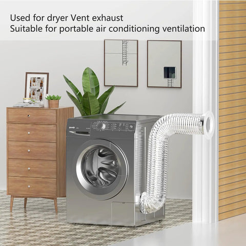 5 Inch Dryer Vent Hose Flexible Aluminum Duct 5 Feet Long For Tight Space Exhaust Vent for HVAC connected to dryer in laundry room