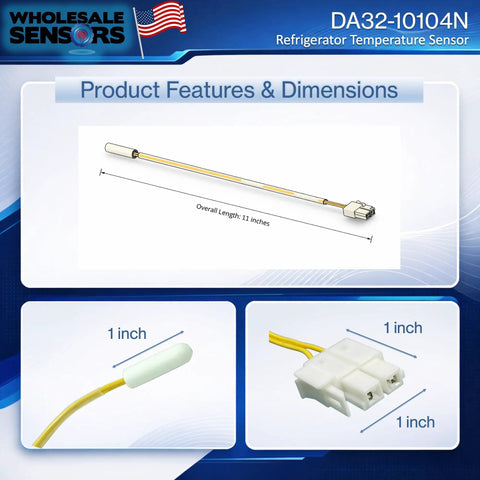 Premium Replacement Refrigerator Temperature Sensor For DA32-10104N And DA32-10104V AP4979 dimensions