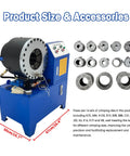 Electric Hydraulic Hose Crimper Machine 0.2 To 4 Inch Cap With 14 Dies For High Pressure Tubing Tool For Oil Gas Water Lines 220V Power with accessories.