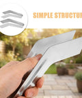 Two Pack Plant Transplanting Tong Set Stainless Steel Tweezers Long Bent Tips For Seedlings Bonsai Care Reptile Feeding Garden Crafting 7 Inch And 9 Inch, silver bent tips close-up