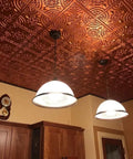 2x2 Feet PVC Ceiling Tiles Glue Up Panels Antique Gold Lightweight Wrought Iron Look in kitchen ceiling with pendant lights