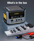 FlashSpeed 1000 Portable Solar Generator 828Wh LiFePO4 with included cables and accessories displayed