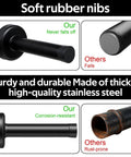Comparison of Two Pack Matte Black Long Door Stoppers With Rubber Padded Tip, Wall Mountable Stainless Steel, Brushed Finish, with competitors.
