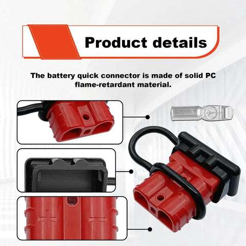 Heavy Duty Anderson Connectors 50A Red Quick Connect Kit With Hella Secure Copper Terminals showing detailed connector design and materials.