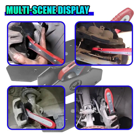DIY Friendly Pro Grade Brake Caliper Press Tool For Auto Repair, 360 Degree Swing Ratchet Expander Wrench in use on vehicle calipers