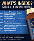 Liposomal Lithium Orotate 20mg Capsules With Magnesium Glycinate Lions Mane Bacopa Phosphatidylserine And Ashwagandha bottle label