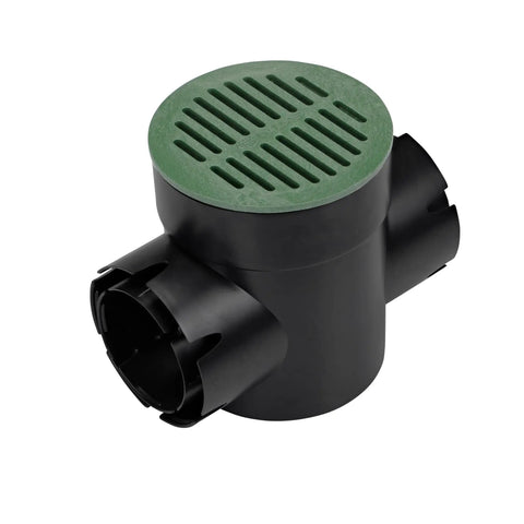Green 6 inch round drain cover grate for small lawns and patios debris blocking connects to catch basin drains and fittings