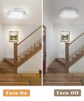Crystal Flush Mount Ceiling Light 18W LED Dimmable Modern Fixture 11 Inch Diameter Three Color Temperatures On and Off View