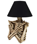 Rest In Pieces Gothic Skeleton Table Lamp With Black Shade 14 Inch Tall Spooky Skeletal Torso Accent For Living Room Or Bedroom Decor Halloween Lighting Dark Vintage Vibe.
