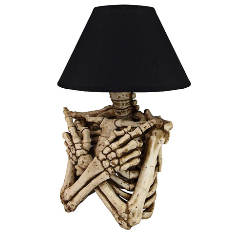 Rest In Pieces Gothic Skeleton Table Lamp With Black Shade 14 Inch Tall Spooky Skeletal Torso Accent For Living Room Or Bedroom Decor Halloween Lighting Dark Vintage Vibe.