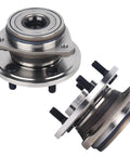 Front Wheel Bearing And Hub Assembly 2 Pack Compatible With Jeep Cherokee 89 99 Grand Cherokee Comanche Wagoneer TJ 5 Lug Without Abs Front Wheel Hub Replacement For All Front Axles Durable OEM Grade Bearings, side view of two metal hubs with 5 lugs shown.