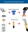 Garden Hose Adapter Kit With Faucet Aerator Key For Bathroom And Kitchen All In One Multi Thread Sink Swivel Faucet Aerator Adapter To Connect Garden Hose Chrome Finish, faucet thread and hose adapter parts