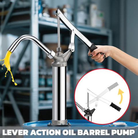 No Frills Heavy Duty Lever Action Drum Pump For 5 To 55 Gallon Drums with fluid flowing from spout, perfect for fluid handling.