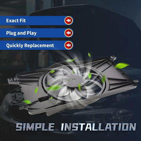 Straight Bolt On Electric Radiator Cooling Fan Replacement For Ford Focus 2012 2018 shown with simple installation details.