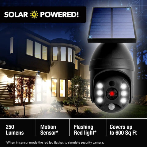 Extreme 360 Solar Outdoor Light With Motion Sensor Weatherproof Wireless LED Flood Light in front of house at night