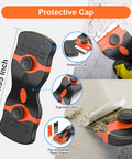 2-In-1 Razor Scraper Set With 30 Blades, long-handle ergonomic design showing protective cap and use on adhesive