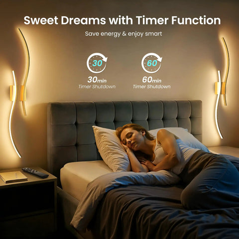 Battery Operated Wall Sconces Set Of Two Cordless LED Lights With Remote, Dimmable, 10000mAh, Gold Finish in bedroom setting