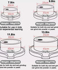 Diagram showing sizes and weights of Rock Solid Manual Granite Stone Grain Mill With Wooden Base And Hand Crank Heavy Duty Grinder For Home Use Fresh Flour And Spices On Tap Old School Kitchen Power For Everyday Cooking