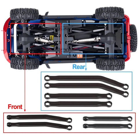 Beefed Up Aluminum Suspension And Steering Links Set For 1/30 RC Crawlers SCX30 Upgrade Kit with front and rear link layout