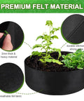 15 Gallon Heavy Duty Felt Fabric Grow Bag Planter For Backyard Indoor Outdoor Gardens with leafy plants, close-up details