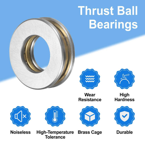 Front view of 10x20x5.5 mm chrome steel thrust ball bearing with washers (8 pcs)