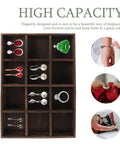 Go-To Pine Wood Jewelry Tray With Twelve Secure Grid Slots For Rings Keys And Wallets, organized storage for earrings and rings.