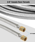 Close-up of 10 Ft High Pressure Propane Extension Hose With Steel Braided Line And 3/8 Flare Fittings Conversion Couplings Kit