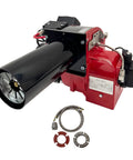 Heavy Duty Waste Oil Burner Air Atomizing Multi Fuel Heater For Boilers And Industrial Furnaces Stainless Steel Build close-up view with attachments.