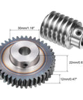 Heavy Duty 40 To 1 Worm Gear Set With 1.5 Module, 40 Teeth, Right Rotation Drive Gear Box For Precision Transmission, steel gears