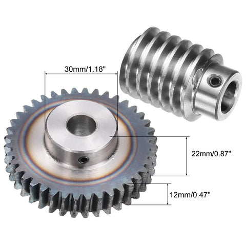 Heavy Duty 40 To 1 Worm Gear Set With 1.5 Module, 40 Teeth, Right Rotation Drive Gear Box For Precision Transmission, steel gears